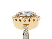 Oval Vintage Milgrain Halo Engagement Ring Setting | Pierced Gallery | Yellow Gold