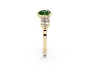 Heart-Shaped Side Stone Engagement Ring Setting for a Fancy Green Lab-Grown Diamond | Shoulder Clusters | Yellow Gold