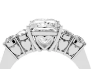 Princess Cut Close Set Five Stone Engagement Ring Setting | White Gold