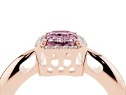 Emerald Cut Halo Engagement Ring Setting for a Fancy Pink Lab-Grown Diamond | Plain Band | Rose Gold