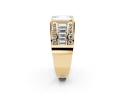Emerald Cut Men's Graduated Baguette Engagement Ring Setting | Raised Frame Head | Yellow Gold