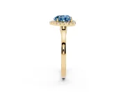 Heart-Shaped Halo Engagement Ring Setting for a Fancy Blue Lab-Grown Diamond | Flat Tapered Band | Yellow Gold
