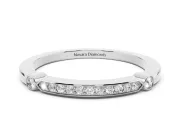 Round Lab-Grown Diamond Pavé Bar Wedding Band | Bezel Stations | Platinum