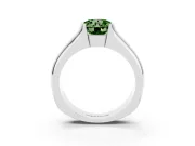 Round Half Bezel Solitaire Engagement Ring Setting for a Fancy Green Lab-Grown Diamond | Wide Band | Sterling Silver