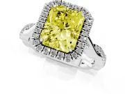 Radiant Cut Twist Halo Engagement Ring Setting for a Fancy Yellow Lab-Grown Diamond | Platinum