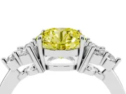 Round Cluster Side Stone Engagement Ring Setting for a Fancy Yellow Lab-Grown Diamond | Platinum