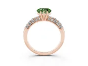 Heart-Shaped Multi Row Pave Engagement Ring Setting for a Fancy Green Lab-Grown Diamond | Rose Gold