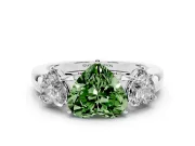 Heart-Shaped Three Stone Engagement Ring Setting for a Fancy Green Lab-Grown Diamond | Sterling Silver - Design NV-24844