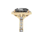 Radiant Cut Pavé Halo Engagement Ring Setting for a Black Center | Yellow Gold