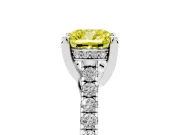 Cushion Cut Hidden Halo Pave Engagement Ring Setting for a Fancy Yellow Lab-Grown Diamond | Claw Prongs | White Gold