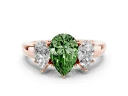 Pear-Shaped Three Stone Engagement Ring Setting for a Fancy Green Lab-Grown Diamond | Matching Side Stones | Rose Gold