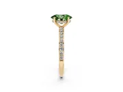 Oval Hidden Halo Engagement Ring Setting for a Fancy Green Lab-Grown Diamond | Yellow Gold