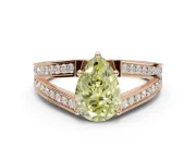 Pear-Shaped Split Shank Pavé Engagement Ring Setting for a Fancy Yellow Lab-Grown Diamond | Rose Gold