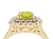 Radiant Cut Halo Split Shank Engagement Ring Setting for a Fancy Yellow Lab-Grown Diamond | Yellow Gold