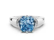 Radiant Cut Pavé Collar Engagement Ring Setting for a Fancy Blue Lab-Grown Diamond | Platinum
