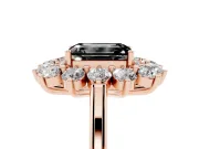 Emerald Cut Floral Double Halo Engagement Ring Setting for a Black Center | Plain Band | Rose Gold