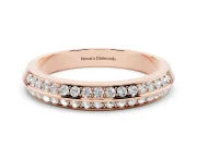 Round Diamond Double Row Eternity Band Set in Rose gold with Channel Setting