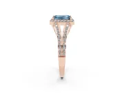 Emerald Cut Split Shank Halo Engagement Ring Setting for a Fancy Blue Lab-Grown Diamond | Rose Gold