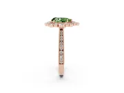 Pear-Shaped Scalloped Halo Engagement Ring Setting for a Fancy Green Lab-Grown Diamond | Milgrain Edges | Rose Gold