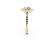Round Vintage Milgrain Floral Halo Engagement Ring Setting | Pavé Band | Yellow Gold
