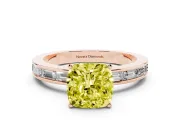 Cushion Cut Channel Set Engagement Ring Setting for a Fancy Yellow Lab-Grown Diamond | Rose Gold