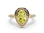 Pear-Shaped Sectioned Halo Engagement Ring Setting for a Fancy Yellow Lab-Grown Diamond | Yellow Gold