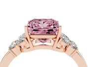 Fancy Pink Princess Cut Diamond Solitaire Floral Ring Set in Rose gold with Marquise Petals and Prong Setting