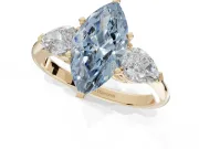 Marquise 3-Stone Engagement Ring Setting for a Fancy Blue Lab-Grown Diamond | Yellow Gold