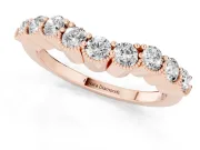 Round Diamond Bezel Half Eternity Band Set in Rose gold with Plain Lower Shank