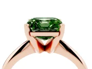 Fancy Green Asscher Cut Diamond Solitaire Ring Set in Rose gold with Prong Setting on a Plain Round Band