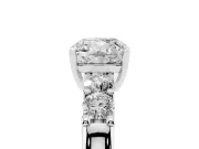 Cushion Cut Diamond Five-Stone Prong Set Engagement Ring Set in White gold with Channel Band