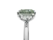 Radiant Cut Hidden Halo Ring Setting for a Fancy Green Lab-Grown Diamond | White Gold