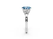 Fancy Blue Oval Cut Diamond Solitaire Floral Ring Set in White gold with Marquise Petals and Prong Setting