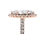 Marquise Halo Engagement Ring Setting | Pave Shoulders | Rose Gold