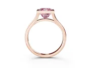 Fancy Pink Bezel Set Princess Cut Diamond Solitaire Ring Set in Rose gold with Tapered Band