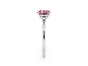 Fancy Pink Round Cut Diamond Solitaire Engagement Ring Set in Silver with Thin Band and Prong Setting
