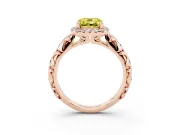 Cushion Cut Leaf Halo Engagement Ring Setting for a Fancy Yellow Lab-Grown Diamond | Bezel Accents | Rose Gold