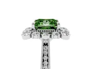Princess Cut Scalloped Halo Engagement Ring Setting for a Fancy Green Lab-Grown Diamond | Milgrain Edges | Platinum