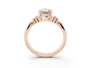 Radiant Cut Bar-Set Accent Engagement Ring Setting | Grooved Band | Rose Gold