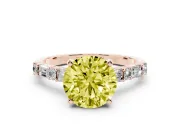 Round Baguette Side Stone Engagement Ring Setting for a Fancy Yellow Lab-Grown Diamond | Rose Gold