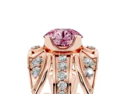 Round Art Deco Graduated Engagement Ring Setting for a Fancy Pink Lab-Grown Diamond | Rose Gold