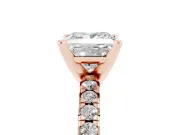 Princess Cut Pavé Solitaire Engagement Ring Setting | Scalloped Accent Row | Rose Gold