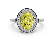 Oval Halo Engagement Ring Setting for a Fancy Yellow Lab-Grown Diamond | Polished Halo Rim | White Gold