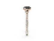 Round Hidden Halo Solitaire Engagement Ring Setting for a Black Center | Pavé Band | Rose Gold
