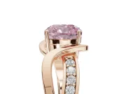 Cushion Cut Bypass Solitaire Engagement Ring Setting for a Fancy Pink Lab-Grown Diamond | Pavé Strands | Rose Gold
