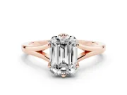 Emerald Cut Split Shank Solitaire Engagement Ring Setting | Plain Polished | Rose Gold