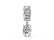 Oval and Baguette Lab-Grown Diamond Drop Pendant Necklace | Channel-Set Bail | White Gold