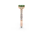Emerald Cut Pavé Solitaire Engagement Ring Setting for a Fancy Green Lab-Grown Diamond | Single Row Band | Rose Gold