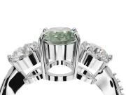 Oval Three Stone Engagement Ring Setting for a Fancy Green Lab-Grown Diamond | Tapered Pave Band | Platinum