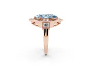 Fancy Blue Marquise Cut Diamond Milgrain Halo Ring Set in Rose gold with Split Shank